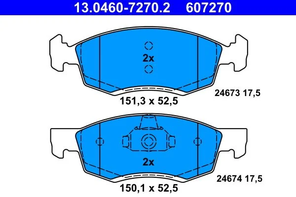 Conjunto de pastilhas de travão de disco ATE 13.0460-7270.2