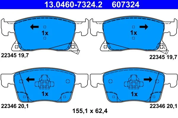Conjunto de pastilhas de travão de disco ATE 13.0460-7324.2