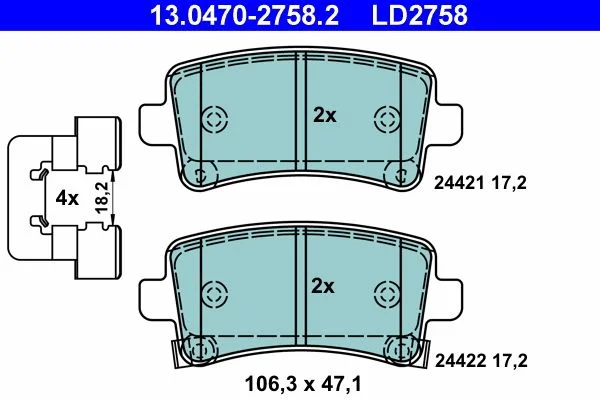 Brake Pad Set, disc brake ATE 13.0470-2758.2
