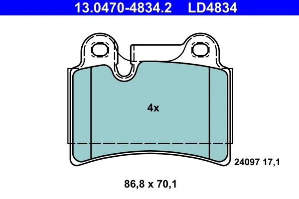 Brake Pad Set, disc brake ATE 13.0470-4834.2