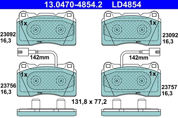 Brake Pad Set, disc brake ATE 13.0470-4854.2