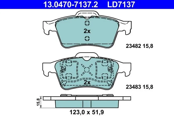Brake Pad Set, disc brake ATE 13.0470-7137.2