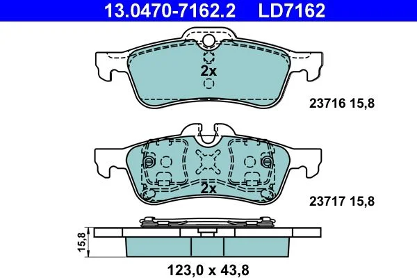 Brake Pad Set, disc brake ATE 13.0470-7162.2