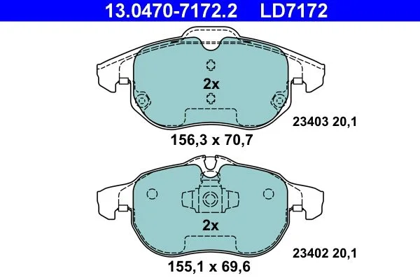 Brake Pad Set, disc brake ATE 13.0470-7172.2