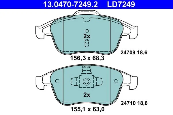 Conjunto de pastilhas de travão de disco ATE 13.0470-7249.2