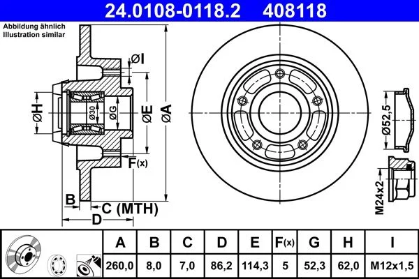 Brake Disc ATE 24.0108-0118.2