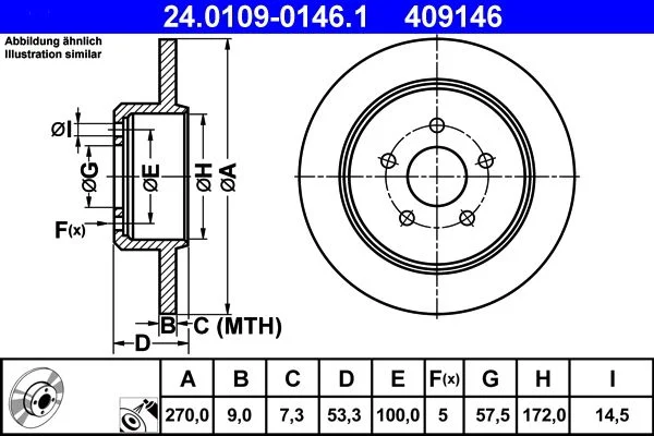 Brake Disc ATE 24.0109-0146.1
