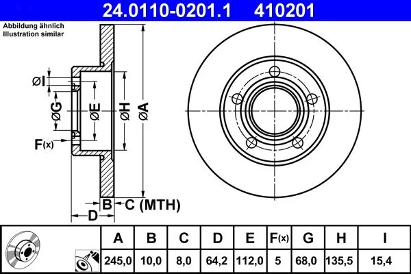 Brake Disc ATE 24.0110-0201.1