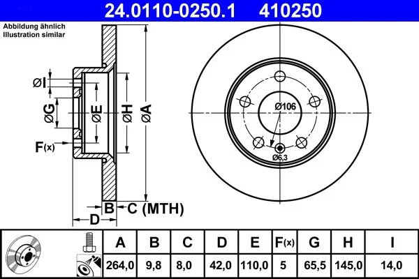 Brake Disc ATE 24.0110-0250.1