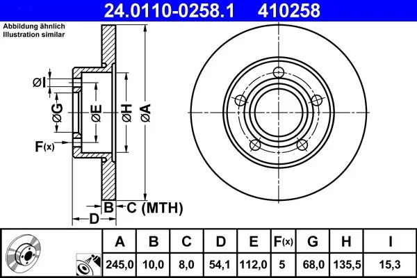 Brake Disc ATE 24.0110-0258.1