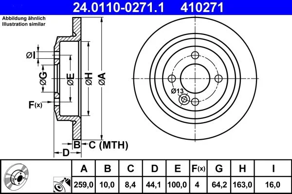 Brake Disc ATE 24.0110-0271.1