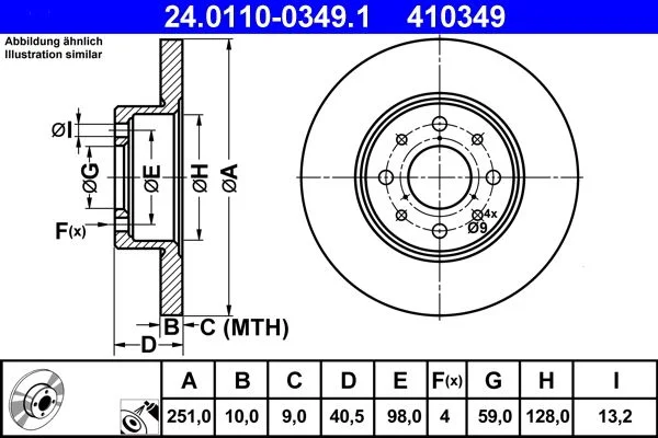 Brake Disc ATE 24.0110-0349.1