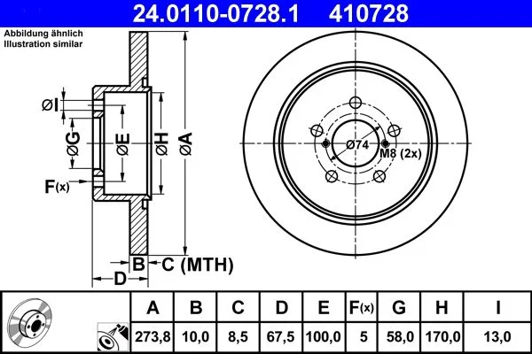 Brake Disc ATE 24.0110-0728.1