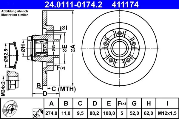 Brake Disc ATE 24.0111-0174.2