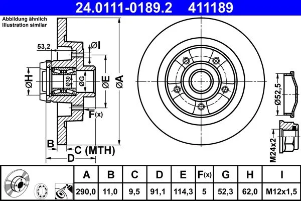 Brake Disc ATE 24.0111-0189.2