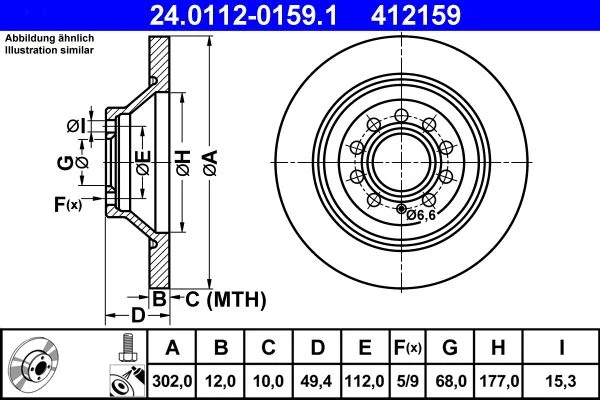 Brake Disc ATE 24.0112-0159.1