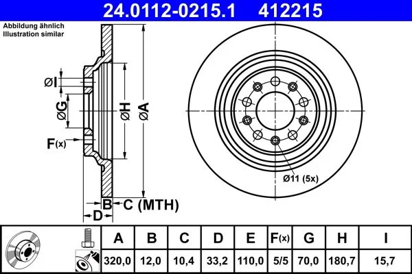 Brake Disc ATE 24.0112-0215.1