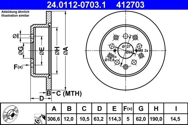Brake Disc ATE 24.0112-0703.1