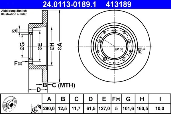 Brake Disc ATE 24.0113-0189.1