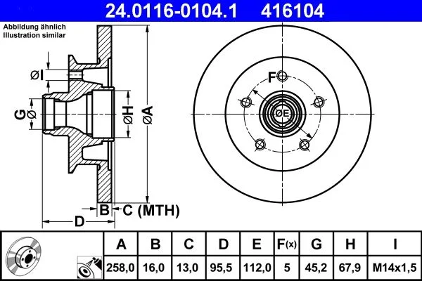 Brake Disc ATE 24.0116-0104.1