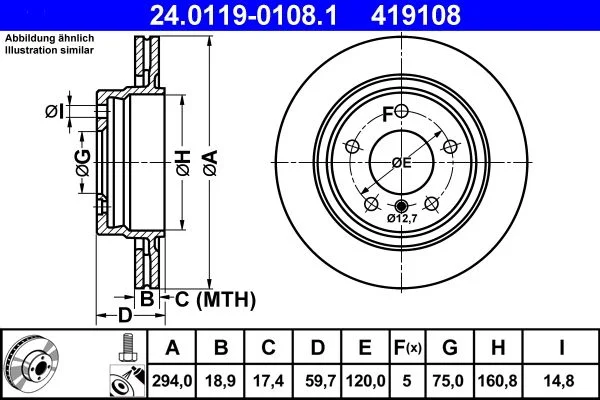 Brake Disc ATE 24.0119-0108.1