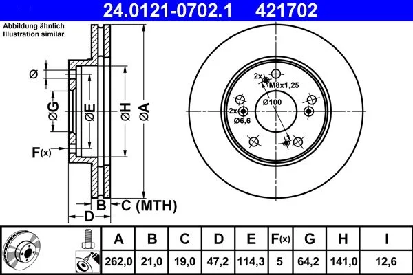 Brake Disc ATE 24.0121-0702.1