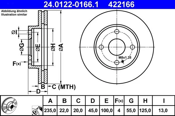 Brake Disc ATE 24.0122-0166.1
