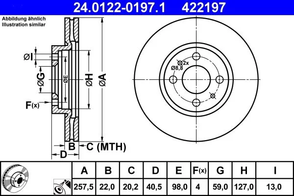 Brake Disc ATE 24.0122-0197.1
