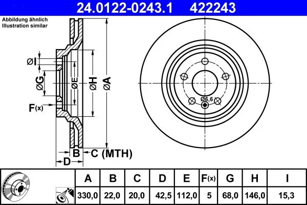 Brake Disc ATE 24.0122-0243.1