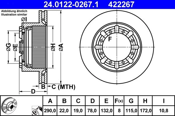Brake Disc ATE 24.0122-0267.1