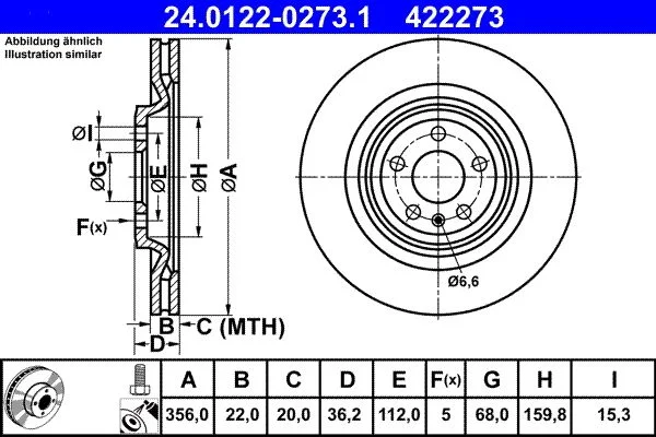 Brake Disc ATE 24.0122-0273.1