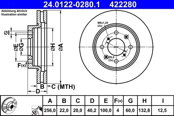 Brake Disc ATE 24.0122-0280.1