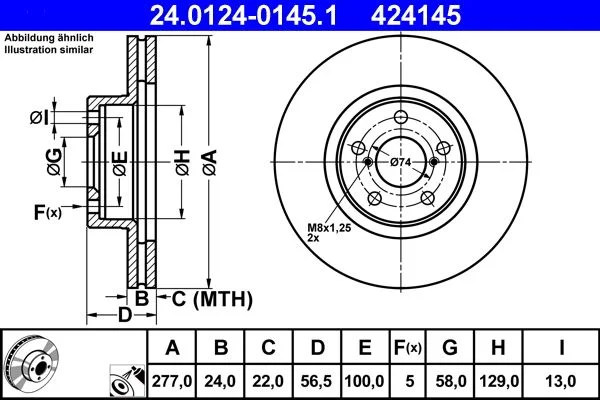Brake Disc ATE 24.0124-0145.1