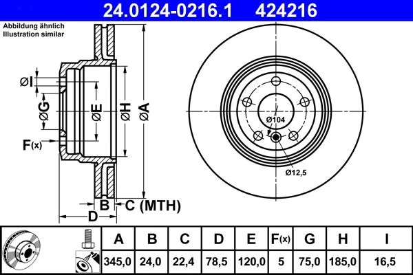 Brake Disc ATE 24.0124-0216.1