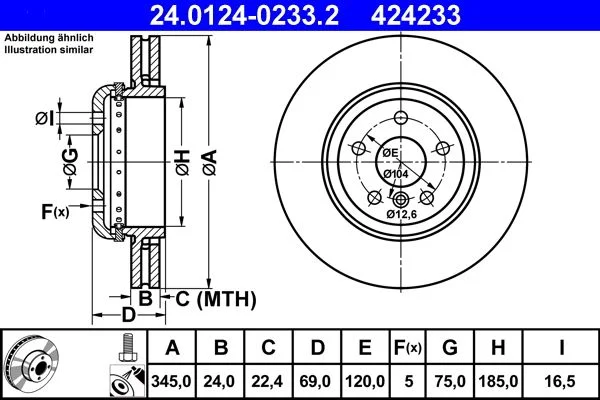 Brake Disc ATE 24.0124-0233.2