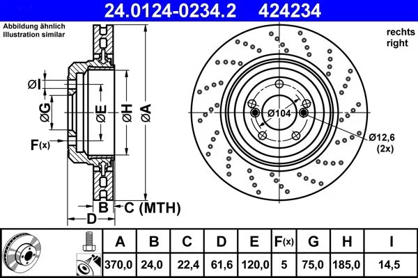 Brake Disc ATE 24.0124-0234.2