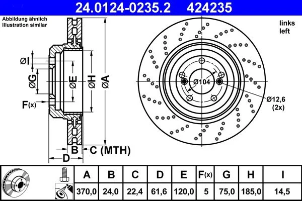 Brake Disc ATE 24.0124-0235.2