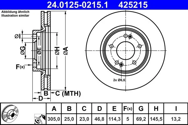 Brake Disc ATE 24.0125-0215.1