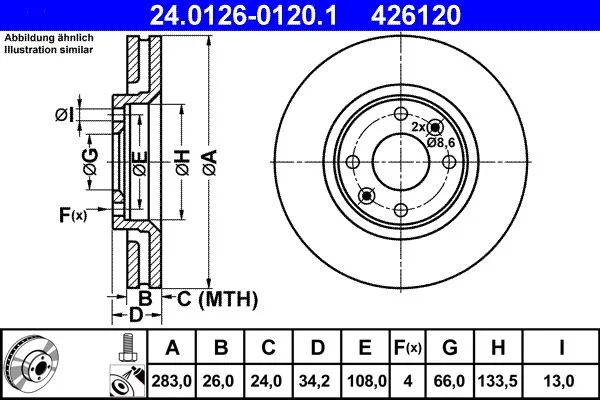 Brake Disc ATE 24.0126-0120.1