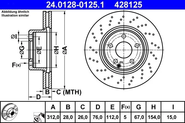Brake Disc ATE 24.0128-0125.1