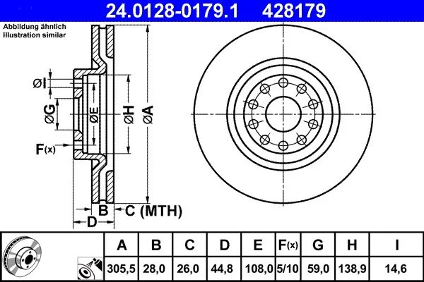 Brake Disc ATE 24.0128-0179.1