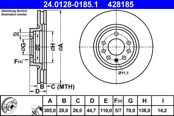 Brake Disc ATE 24.0128-0185.1