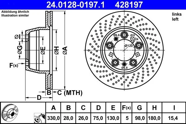 Brake Disc ATE 24.0128-0197.1