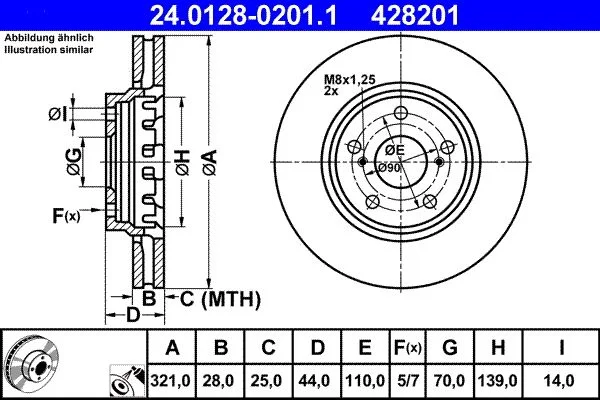 Brake Disc ATE 24.0128-0201.1