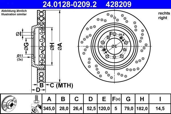 Brake Disc ATE 24.0128-0209.2