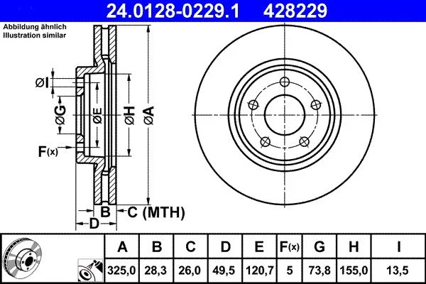 Brake Disc ATE 24.0128-0229.1