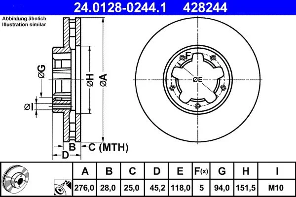 Brake Disc ATE 24.0128-0244.1