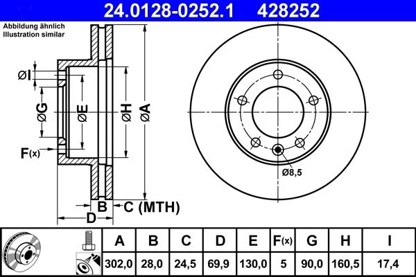 Brake Disc ATE 24.0128-0252.1