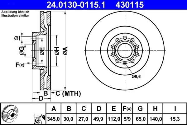 Brake Disc ATE 24.0130-0115.1