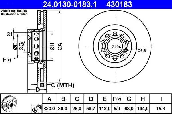 Brake Disc ATE 24.0130-0183.1